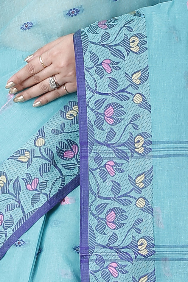 See Green Pure Cotton Gopika Tant Saree (1054)